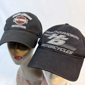 2 Harley Davidson Hats FITTED sz M and Strapback